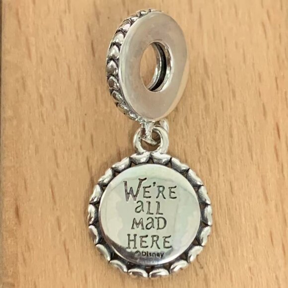 Pandora "We're All Mad Here" Cheshire Cat Disney Parks Charm, S925 Silver - Picture 2 of 4